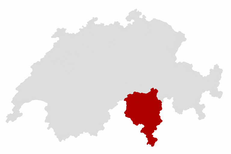 Mappa del Ticino con la priorità di sviluppo evidenziata