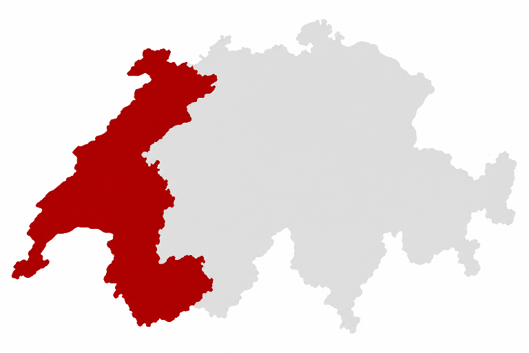Mappa della Svizzera romanda con la priorità di sviluppo evidenziata